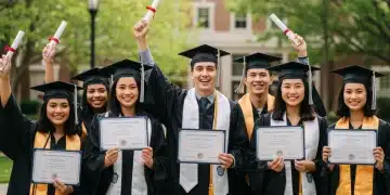 College students celebrating scholarships on a US campus