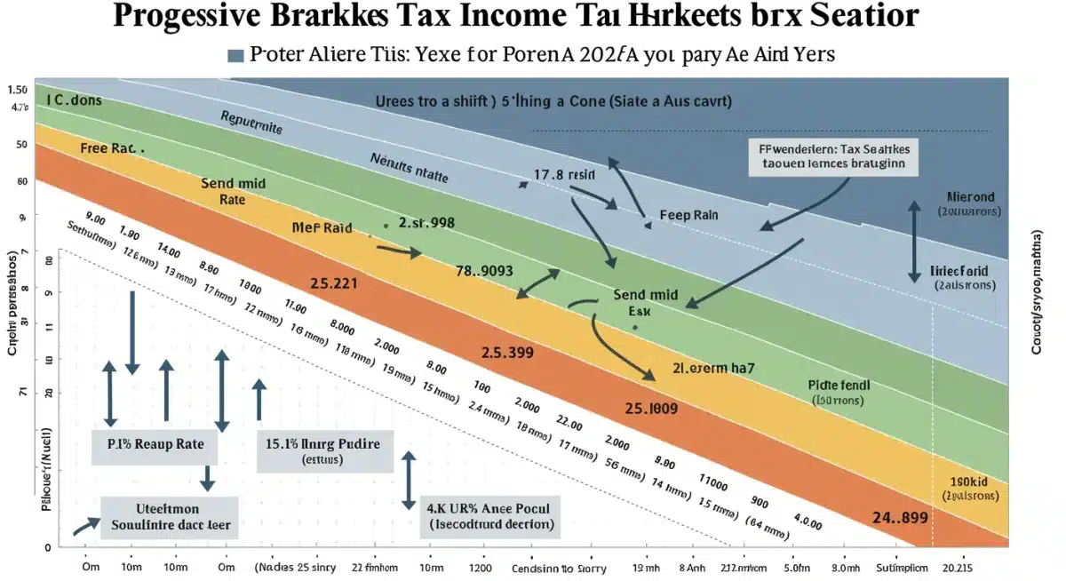 Diagram illustrating progressive 2025 IRS tax brackets and income tiers