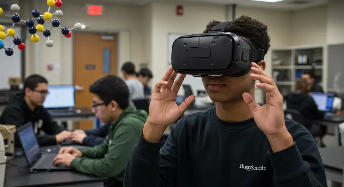 High school student using VR for science education