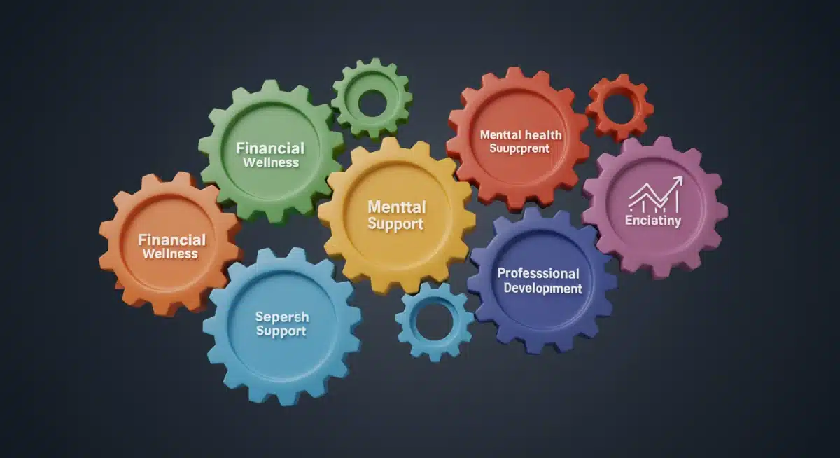 Infographic illustrating interconnected categories of voluntary employee benefits.