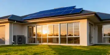 Modern home with solar panels and energy-efficient features