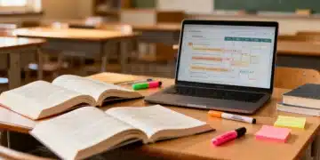 Organized desk with study materials for AP exams