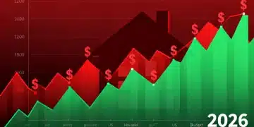 Graph showing fluctuating energy prices impacting a US household budget, with a focus on 2026