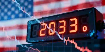 Clock counting down to 2033, symbolizing Social Security trust fund depletion.