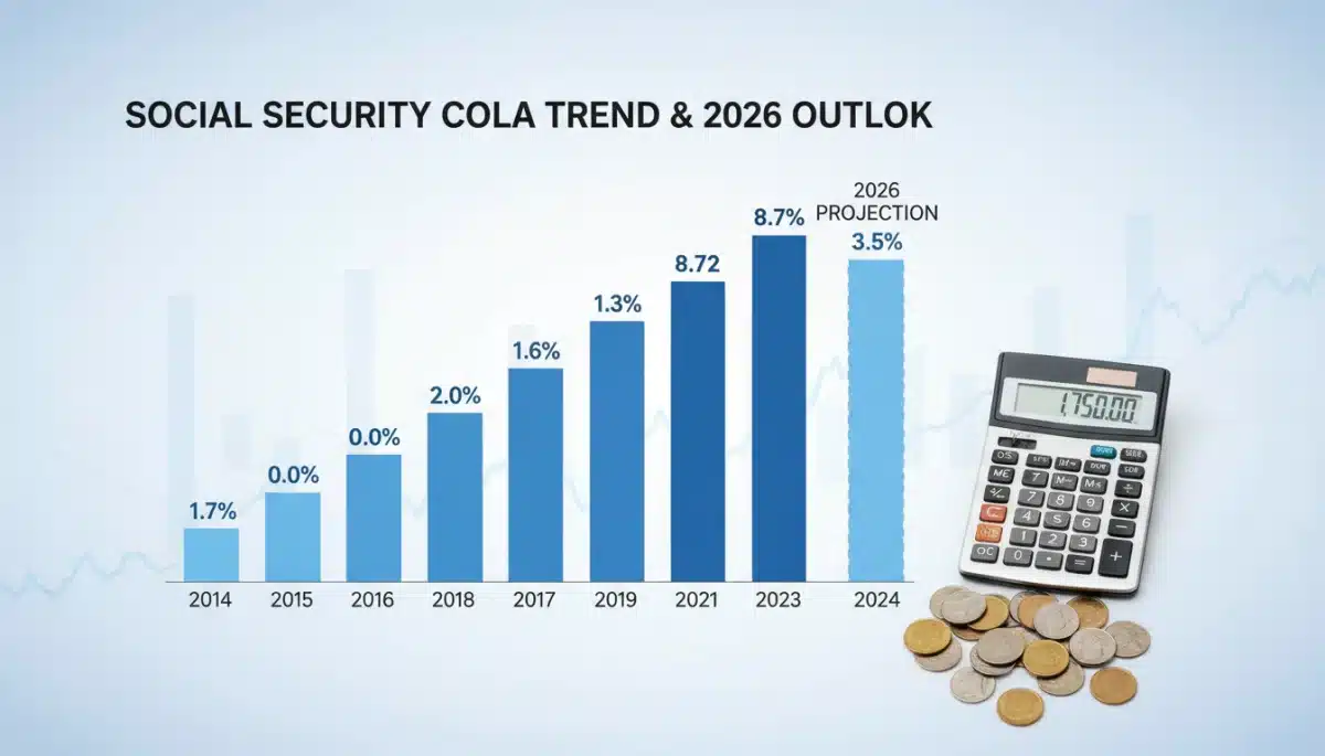 Historical COLA percentages chart with 2026 projection