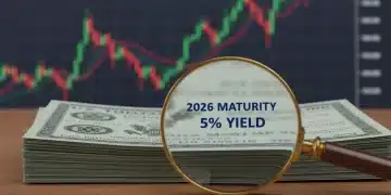 US Treasury bonds with 2026 maturity and 5% yield highlighted, representing investment strategy.