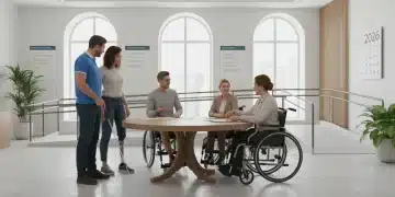 Individuals discussing disability benefits with a Social Security representative in 2026