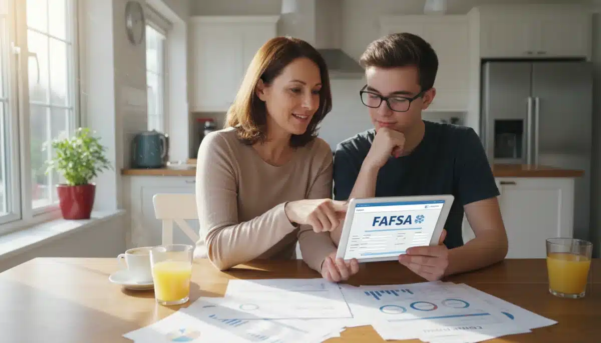 Parent and student completing FAFSA application together