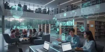 Students in library researching FAFSA financial aid changes 2026