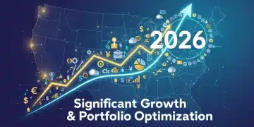 Dynamic US stock market chart showing growth towards 2026, symbolizing investment portfolio optimization.