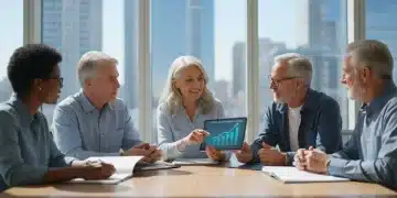 Group of retirees confidently reviewing Social Security benefit statements