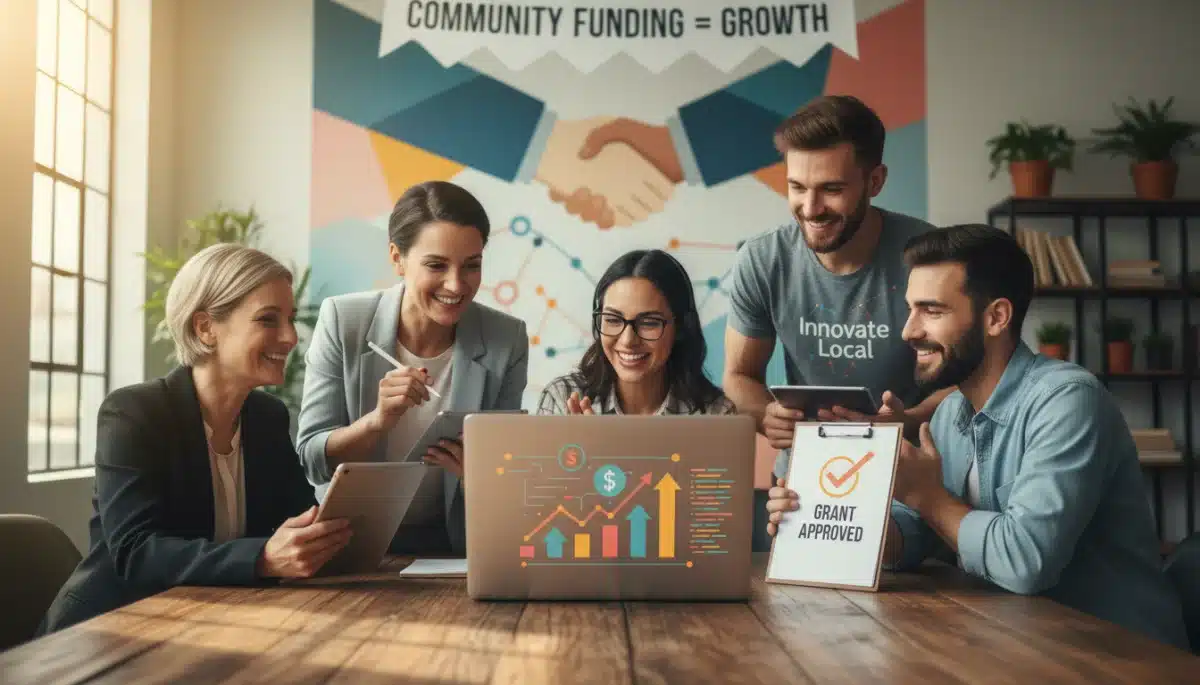 Small digital business owners collaborating with government support