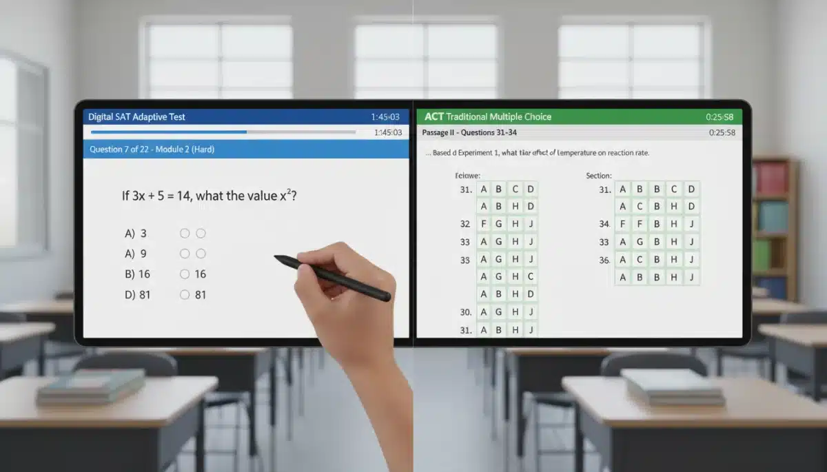 Digital SAT and ACT test interfaces comparison for 2026 exams