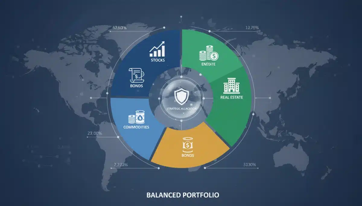 Illustration of a diversified investment portfolio with various asset classes.