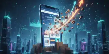 Dynamic visual representing e-commerce growth with mobile shopping at its core.