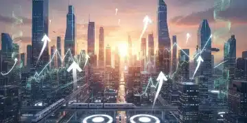 Economic Outlook 2026: Fed Projects 2.5% GDP Growth Dynamic economic growth chart with digital cityscape background for 2026 outlook