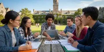 Students reviewing FAFSA documents for college financial aid