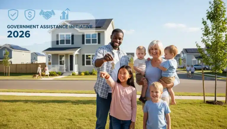Family happily receiving keys to their new home through 2026 housing assistance programs