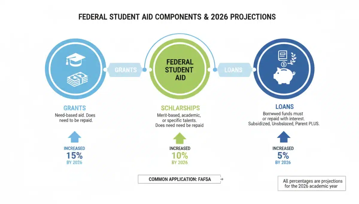 Infographic detailing federal student aid components and 2026 increases