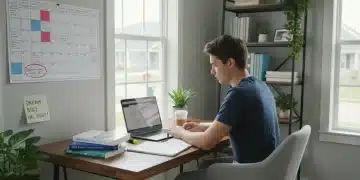 Achieving Your GED in 6 Months: A Step-by-Step US Study Plan for 2026 Student studying intensely for GED exams with a 6-month study plan in the US