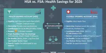 HSA vs FSA 2026 comparison infographic with financial charts