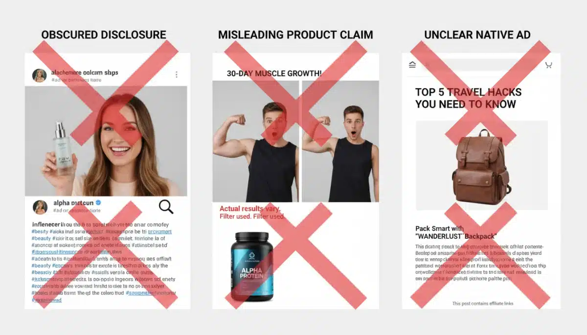 Visualizing three common pitfalls in influencer marketing disclosures
