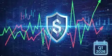 Q1 2026 Market Volatility: 5 Strategies to Protect Your Portfolio Financial charts showing market volatility with a protective shield, symbolizing investment strategies for Q1 2026.