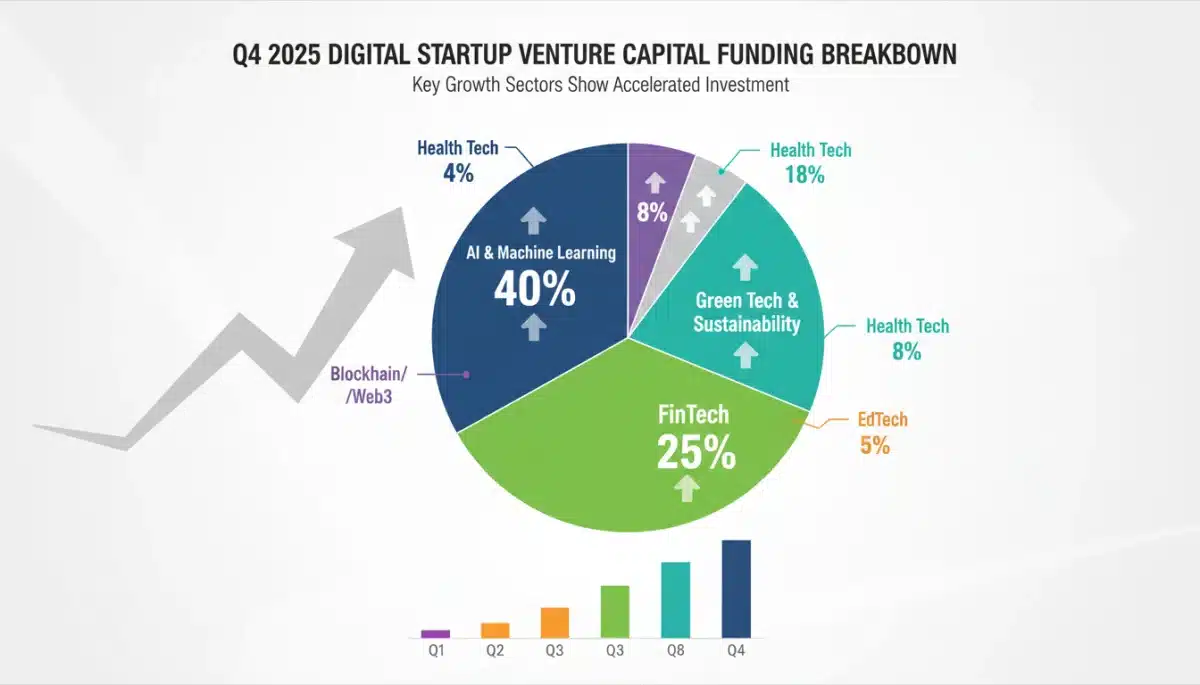 Breakdown of Q4 2025 venture capital funding by digital sector